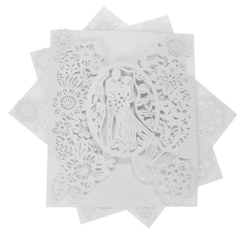 10pcs/iepak lāzergriešanas Kāzu Ielūgums Kartes 250gsm Spīdīga Papīra Līgavainis, Līgava, Cirsts Modelis Ielūgumi Kāzu Banketa Piedāvājums