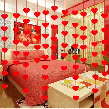 16 Sirdis, Romantiska Izkārtojumu DIY neaustu Vainags Radošo Mīlestības Sirds Aizkaru Kāzu Dekorēšana Laulības Istabas Piederumi