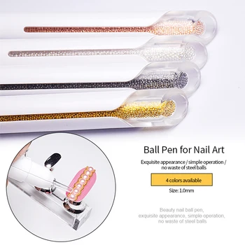 1Pc Nail Art Zelta Pildspalvu Tērauda Pen Tool Uzņemt Nelielu Bumbu Kaviāra Diametra Tērauda Lodītes Piederumi Dotting Tool