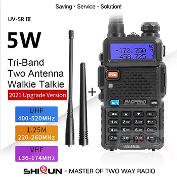 2022 Baofeng UV-5R III Tri-Band Walkie Talkie VHF 136-174Mhz/220-260Mhz/UHF 400-520Mhz Ham Radio 5W UV5R Pats kā BF-R3 UV-5R A3