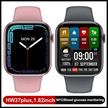 2022 HW37 Plus Smart Skatīties NFC Vīrieši Sievietes SVB 44mm Smartwatch Series 7 Bluetooth Zvanu DIY Sejas Fitnesa Tracker Pulkstenis PK X8 Maks.