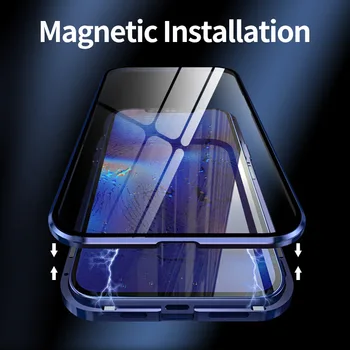 2022 Jaunu abpusējs Stikla Magnētiskā Metāla Pilnu Ķermeņa Aizsardzību Tālrunis Lietā Par iPhone 11 12 13 Pro Max Mini Segtu Coque