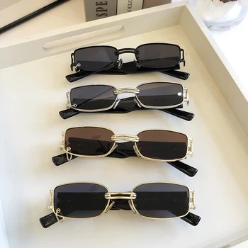 2022 Laukumā Saulesbrilles Sieviešu Luksusa Zīmolu dizainera Mazs Taisnstūris, Saules Brilles UV400 Vīrieši Melnos Toņos Retro Brilles Sieviete