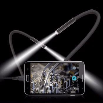 2M 5.5 m/7mm Objektīvs USB Endoskopu Kamera Ūdensnecaurlaidīga Elastīga Stieple Čūska Cauruļu Pārbaude Borescope Par OTG Saderīgu Android Tālruņiem