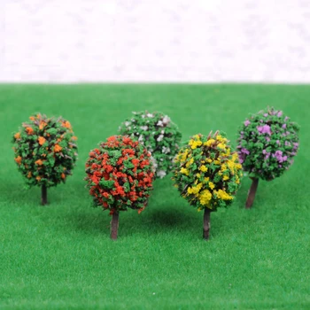 30pcs 1:100 Mēroga Bumbu formas Ziedu Modeli Koku Vilcienu Modeļu Izkārtojumu DIY Miniatūras Fiary Dārza Ainavu Piederumi