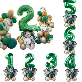 35pcs/set Džungļu Safari Puse Baloni Savvaļas Zaļā Digitālo Balonu Bērniem Dzimšanas dienas ballīti Apdare Aniaml Meža Puses Piederumi
