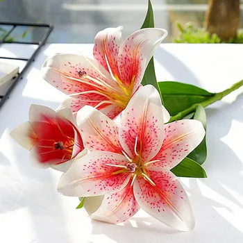3D drukāšana Lilija filiāles nekustamo meklē Mākslīgie Ziedi uz mājām Kāzu Dekorēšana balts viltus Ziedi, dārza dekori ziedi