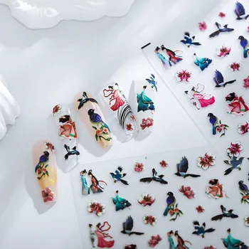 3D Ķīnas Nail Art Uzlīmes Leģenda par Mīlestību Dizaina Žagata Ziedu Nail Art Apdare DIY Manikīra Dizaina Piederumi