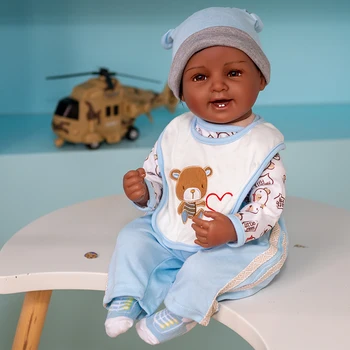 45CM Atdzimis Lelles Melns Ādas Premie Jaundzimušo Cute Baby Roku Glezniecībā Nekustamā Soft Touch Mīļu Bērnu Kolekcionējamus Mākslas Lelle