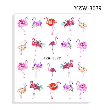 4gab Hologrāfiskā Tintes Flower/Flamingo Uzlīmes Nagiem Atstarojošs Akvarelis Ziedu Slīdņus par Nagu Dizains, Manikīrs Dekori
