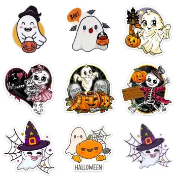 5gab Halloween Ghost Akrila Flatback Plakana Sveķu Rotājumu Cabochon Drukātas Auskars Keychains DIY Apdare Piederumi