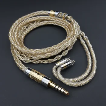 8-daļa sudraba folijas zelta folijas pārklājumu austiņas uzlabot kabeļu mmcx 2.5 MM/4.4 MM/3.5 MM plug sudraba audio kabelis
