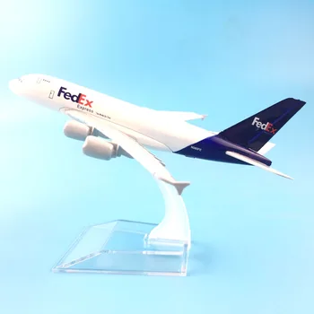 A380 ir FEDEX EXPRESS Aviokompāniju MODELIS LIDMAŠĪNA LIDMAŠĪNU Bērnu Rotaļlietu 16CM Sakausējuma Metāla Modeļa Lidmašīnu W Stāvēt Gaisa kuģa Rotaļlietas Dzimšanas dienas Dāvana