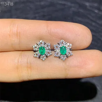 Atbalstot atklāšanas 925 sterling sudraba inkrustēts dabas emerald emerald meitene auskari luksusa atbalstu atklātu