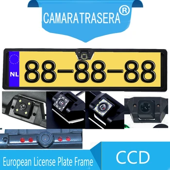 Autostāvvieta Automašīnu Atpakaļskata Kamera ES Eiropas numura zīme Rāmis Ūdensizturīgs Nakts Redzamības Reverse Backup ar 4 Vai 8-12 LED Gaismas
