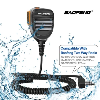 Baofeng Ūdensizturīgs Mikrofons PPT Mic par Walkie Talkie, UV-5R BF-888S UV-S9 PLUS UV-13 Pro UV16 UV3R PlusTwo Veids Radio