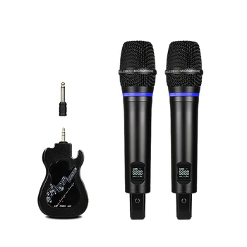Bluetooth Profesionālo Metāla UHF Bezvadu Mikrofons, 2 Kanālu Rokas Dinamiskais Karaoke Mikrofons Dziedāt PA Sistēmu Posms