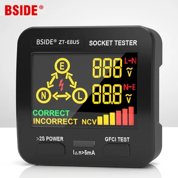 BSIDE Smart Ligzda Testeri Liels displejs Digitālo Izeju pārbaudītājs TSV Sprieguma Detektors ES, ASV, UK Plug Ground Zero Līnijas RCD GFCI Tests
