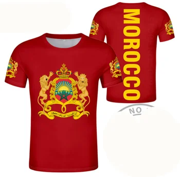 Camiseta de moda de Marruecos para hombre y mujer, ropa Harajuku con texto personalizado gratis, nombre, bandera de la República