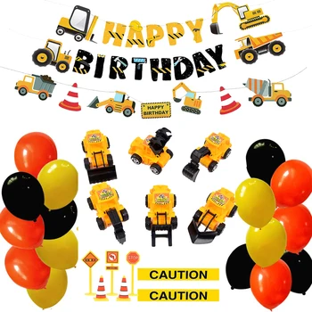 Celtniecības Dzimšanas dienas svinības Piegādēm Balonu Banner Kūka Rotājumi Traktoru Maisītāju un pašizgāzēju Puse Rotājumi Bērniem Zēni