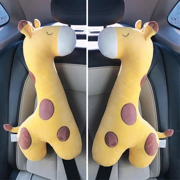 Cute Karikatūra Žirafe Automašīnas drošības Jostas Piederumi Auto Plecu Spilventiņu Super-mīksta Samta Sēdekļu Drošības Jostas Vāks Childern Bērniem Lelle
