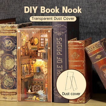 CUTEBEE DIY Grāmatu Nook Shelf Insert Komplekti Mūžīgo Grāmatnīca Grāmatas Stūrus Ar LED Mēbeles Putekļu Vāciņa, Bērnu Dzimšanas dienas Dāvana