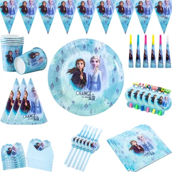 Disney Anna Elsa puses meiteni Bērnu kristīšanas labu Princess tēmu puse dekori grāmatu banner kūka topper pirmās dzimšanas dienas apdare
