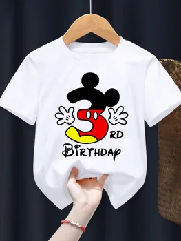 Disney Bērnu Mickey Mouse T Krekls Bērniem Mans 1.-5. Dzimšanas dienu Skaits Izdrukāt Dāvanu Klāt Vecāku un bērnu Apģērbs Bērnu Vēstuli, Topi, t-veida