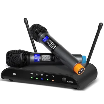 Dual Rokas Bezvadu Mikrofona Sistēma ar Bluetooth 5.0 Echo 2 Kanālu TV Karaoke Mikrofons, lai Puse Mājas Profesionālus Rokas Mikrofons