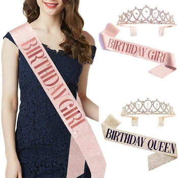 Dzimšanas diena Karalienes Kroni Meitene Sievietes Bling Rhinestone Kristāla Dzimšanas dienu Apdares 21 30 40 50 Satīna Vērtnes Jubileju Piederumi
