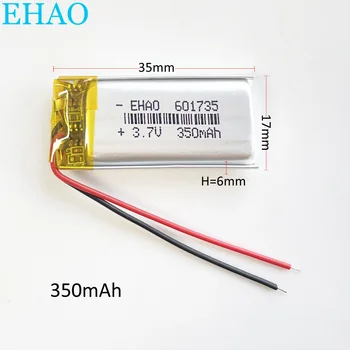 EHAO 601735 3,7 V 350mAh Litija Polimēru litija polimēru Akumulators Mp3 Austiņu Ierakstu pildspalvu Bluetooth Austiņas Smart skatīties