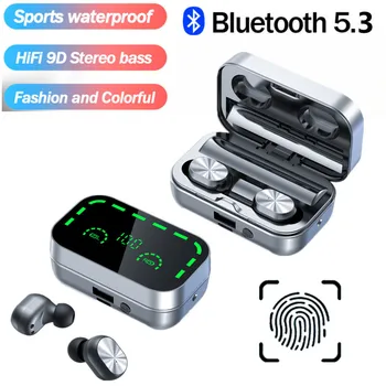 Fone Bluetooth Austiņas TWS 5.3 Bezvadu Austiņas 9D Stereo Sporta Earbuds Ūdensizturīgs Austiņas Lenovo Lādēšanas Viedtālruņi