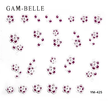 GAM-BELLE 3D Gofrēts Nagus Uzlīme Sudraba Rozi Sarkanu Ziedu, Tauriņu, Nagu Dizains, Uzlīmes Uzlīmējamo Tetovējumu, Manikīra Instrumentu Apdare