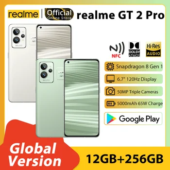 Globālo Versiju realme GT 2 Pro Snapdragon 8 Gen 1 Viedtālrunis SONY 50MP Triple Kameras 65W 5000mAh Bateriju 6.7