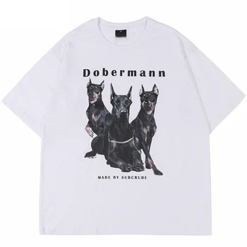 Hip Hop Vīriešu T Krekls Streetwear Suņi Vēstuli Print T-Krekls 2022 Vasaras Īsām Piedurknēm T Harajuku Kokvilnas Black y2k Topi Apģērbi