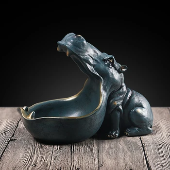Hippo Sveķu Statuja Apdare Nīlzirgu Artware Skulptūru Statuja, Ievadiet Tālruņa Uzkodu Rotājumi Uzglabāšanas Kārba Mājas Dekoru Mākslas Dāvana