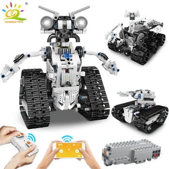 HUIQIBAO 606Pcs Tech RC Robots Celtniecības Bloki Pilsētas Tālvadības Saprātīga autocisternu Ķieģeļu Būvniecības Bērnu Rotaļlietas