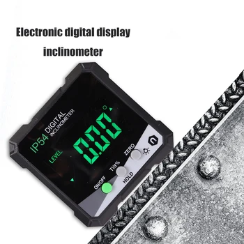 IP54 4*90° Pārnēsājamo Digitālo Inclinometer LCD Apgaismojums Digitālo Transportieris, Slīpuma Mērītāju Digitālo Leņķa Lineālu Vienu sānu Magnetics