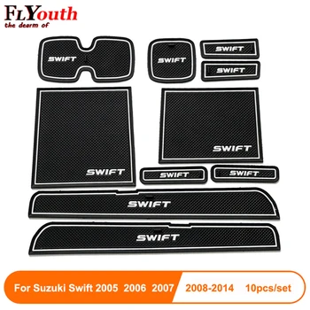 Jaunākās der Suzuki Swift 2005. - 2014. g. Anti-Slīdēšanas Automašīnas Durvis Groove Mat Lateksa neslīdoša Paklāji Interjers Kausa Pad Auto Stils 10pcs