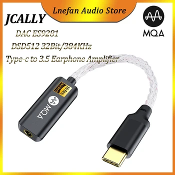 JCALLY ES9281 USB C APK Austiņu Pastiprinātāja Tips C Līdz 3,5 mm Jack Adapteri DSD512 32Bit 768KHz Audio Dekodēšana HiFi Austiņas AMP