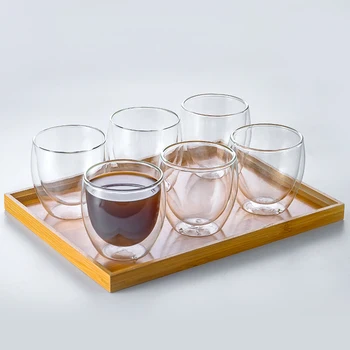 Karstuma izturīgs Dubultās Sienas Stikla Kausa 80/250/350/450ml Alus Espresso Kafijas Tasi Komplekts Roku darbs Alus Krūze Tējas stikla Krūzes Drinkware