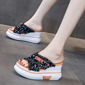Karstā Jauns Modes Stila Dāmas Ķīlis Sandales Spīdīgu Augstpapēžu Sandales Sandales Vasarā Platformas Sandales Gadījuma Sandales Sieviešu Kurpes