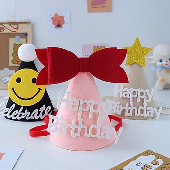 Korejas ins stila radošo DIY jutu, dzimšanas dienas, cepure, bērnu dzimšanas dienas svinības vainagu dekoratīvo CEPURU bērnu vienu gadu vecā cepure
