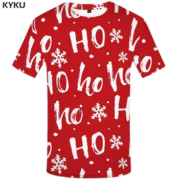 KYKU Ziemassvētku Tshirt Vīriešiem Smieklīgi Anime Drēbes Ziemassvētki T Krekli, Sarkans 3d T Krekls Punk Rock Print T-krekls, Puse Laimīgi, Vīriešu Apģērbu Jaunas