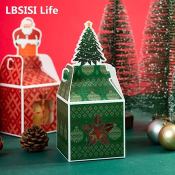 LBSISI Dzīves 6pcs Ziemassvētku Mini Kastes Ar Windows Konfekšu, Cepumu Riekstu Apple Dāvanu Iesaiņojuma Ziemsvētki Jaunajā Gadā Grupa par Labu Dekori