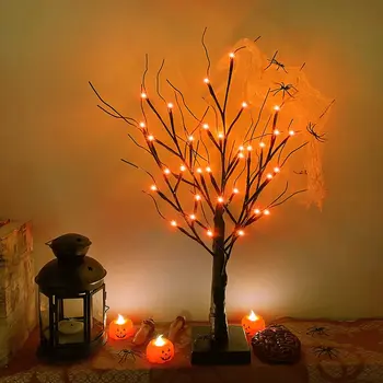 LED Bērza Koks, Gaismas Halloween Puse Rotājumi DIY Piekārtiem Rotājumi Koku Ainava, Nakts Apgaismojums, Mājas Tabulā Bērniem Dāvanu Lampas