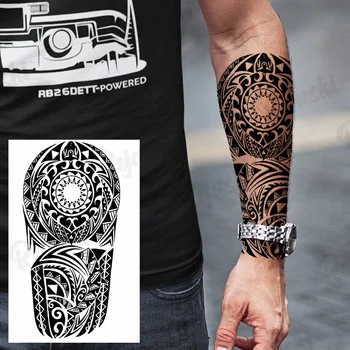 Lieliem Ērkšķiem Totem Pagaidu Tetovējumiem Vīriešiem Pieaugušajiem Reāli Maori Ģeometriskā Vilks Mandala Viltus Tetovējumu Uzlīmes Kāja Tatoos