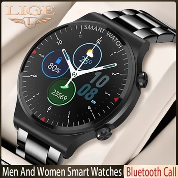 LIGE 2022 Jaunu Bluetooth Zvanu Vīriešiem Smart Skatīties Pilnu Touch Fitnesa Tracker asinsspiediens Smart Pulkstenis Vīriešiem Un Sievietēm Smartwatches