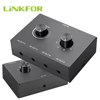 LiNKFOR 4 Port /2 Ports, Audio Switch Komutatoru Sadalītāja 2x1/1x2 4x1/1x4 Bi-Directional Komutatoru ar Izslēgšanas Poga, 3,5 mm Audio kabelis