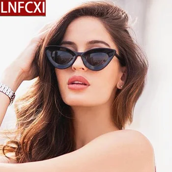 LNFCXI Retro Cat Eye Saulesbrilles Sieviešu Modes Slīpums Lēcu Brilles Toņos UV400 Dāmas Trending Saules Brilles Oculos De Sol